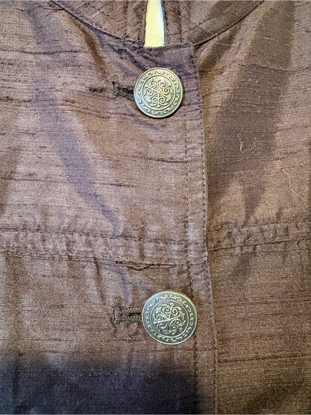 Chico’s 100% Silk Brown Shimmer Jacket Blazer Size 3 - Picture 2 of 6